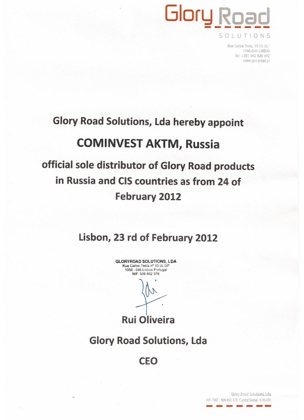 Glory Road Solutions official sole distributor